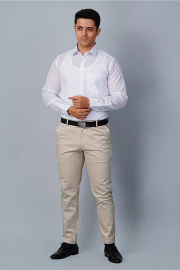 Allez France – VOVA | Men’s White Linen–Cotton Blend Shirt | Premium Formalwear | Regular Fit