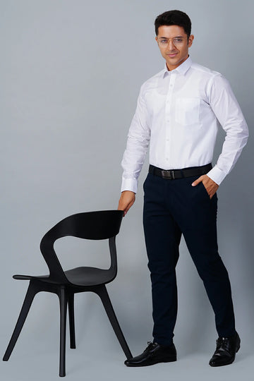 ALLEZ FRANCE BOOZ | Men's Premium White Formal Shirt | Luxe Cotton-Rich | Regular Fit | Full Sleeves