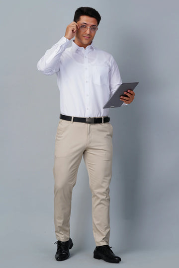 ALLEZ FRANCE - BRIT | Men's Premium White Formal Shirt | Luxe Cotton-Rich | Regular Fit | Full Sleeves