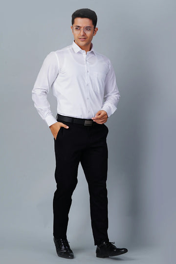 ALLEZ FRANCE – ADDO | Men’s White Formal Shirt | Regular Fit | Full Sleeves | 100% Premium Cotton