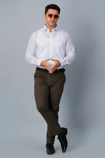ALLEZ FRANCE - RELO | Men’s White Formal Shirt | Regular Fit | Full Sleeves | 100% Premium Cotton