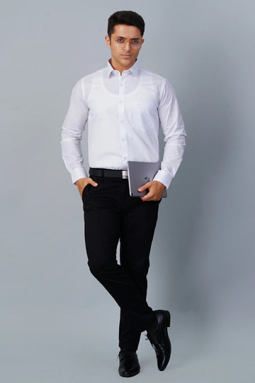 ALLEZ FRANCE - TYZO | Men’s White Formal Shirt | Regular Fit | Full Sleeves | 100% Premium Cotton