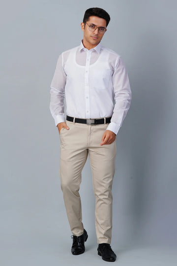 ALLEZ FRANCE - DONN | Men's Premium White Formal Shirt | Luxe Cotton-Rich | Regular Fit | Full Sleeves