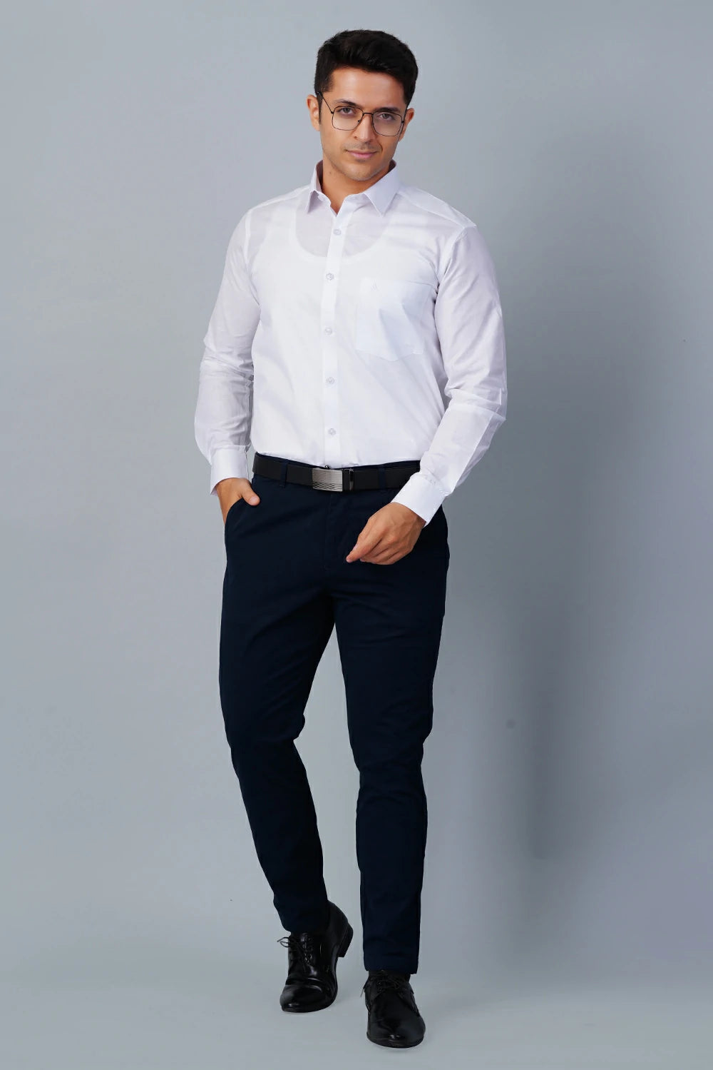 ALLEZ FRANCE - ARLO  | Men's Premium White Formal Shirt | Luxe Cotton-Rich | Regular Fit | Full Sleeves