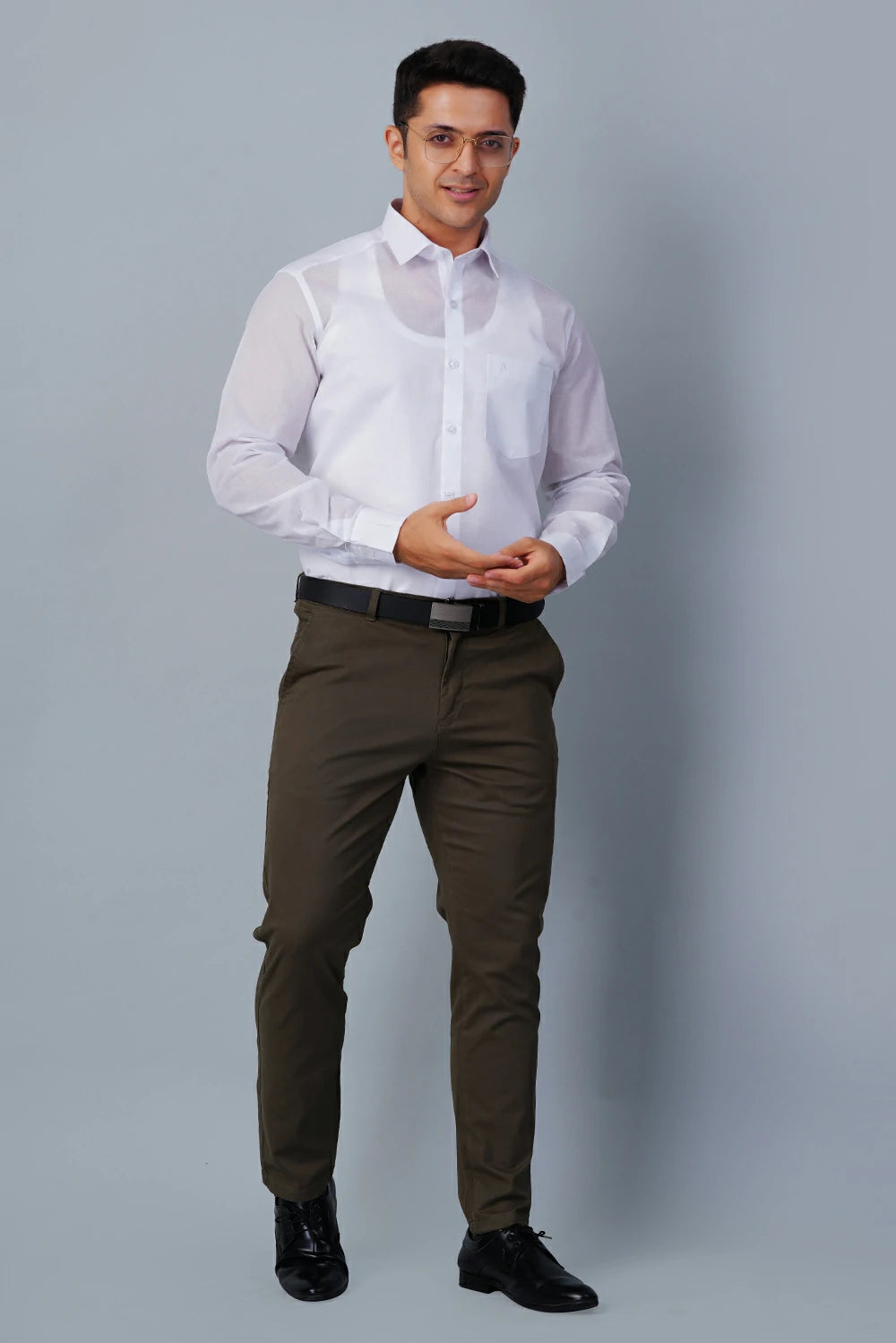 Allez France – AUST | Men’s White Linen–Cotton Blend Shirt | Luxury Formalwear | Regular Fit