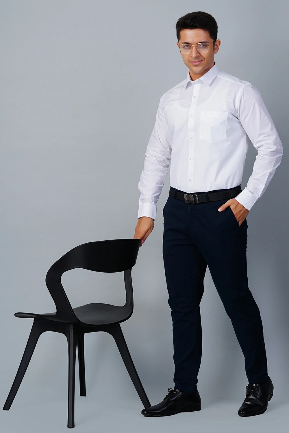 ALLEZ FRANCE BOOZ  | Men's Premium White Formal Shirt | Luxe Cotton-Rich | Regular Fit | Full Sleeves