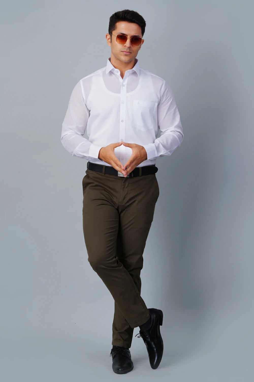 ALLEZ FRANCE - RELO | Men’s White Formal Shirt | Regular Fit | Full Sleeves | 100% Premium Cotton