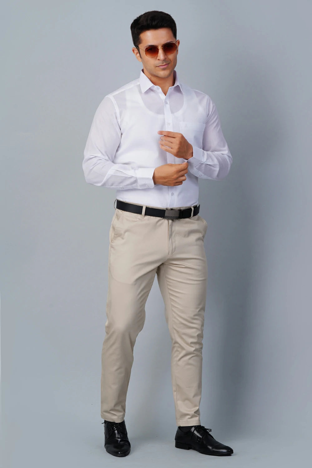 ALLEZ FRANCE - ZION  | Men's Premium White Formal Shirt | Luxe Cotton-Rich | Regular Fit | Full Sleeves