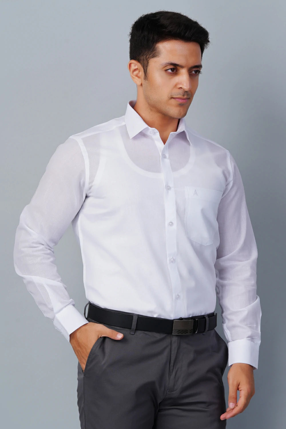 ALLEZ FRANCE - REVE  | Men's Premium White Formal Shirt | Luxe Cotton-Rich | Regular Fit | Full Sleeves