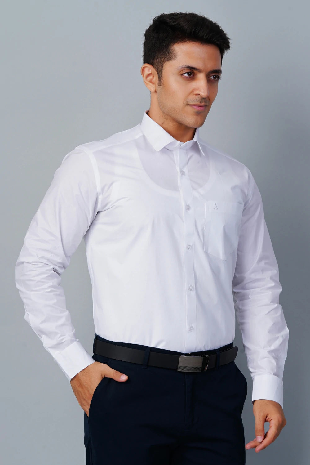 ALLEZ FRANCE BOOZ  | Men's Premium White Formal Shirt | Luxe Cotton-Rich | Regular Fit | Full Sleeves