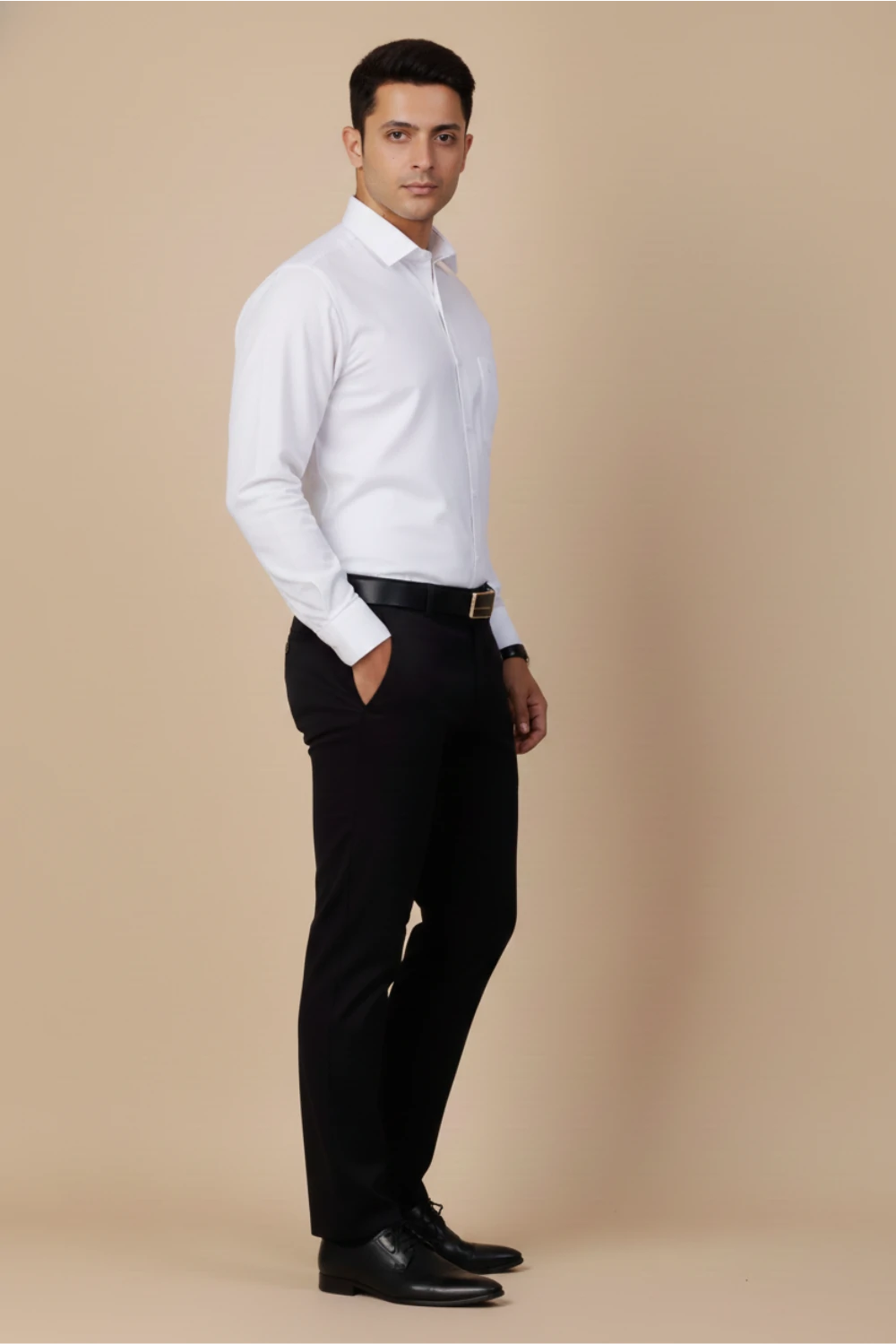 Allez France Norliz – White CrystalSoft Cotton-Rich Shirt | Custom Fit | Full Sleeves