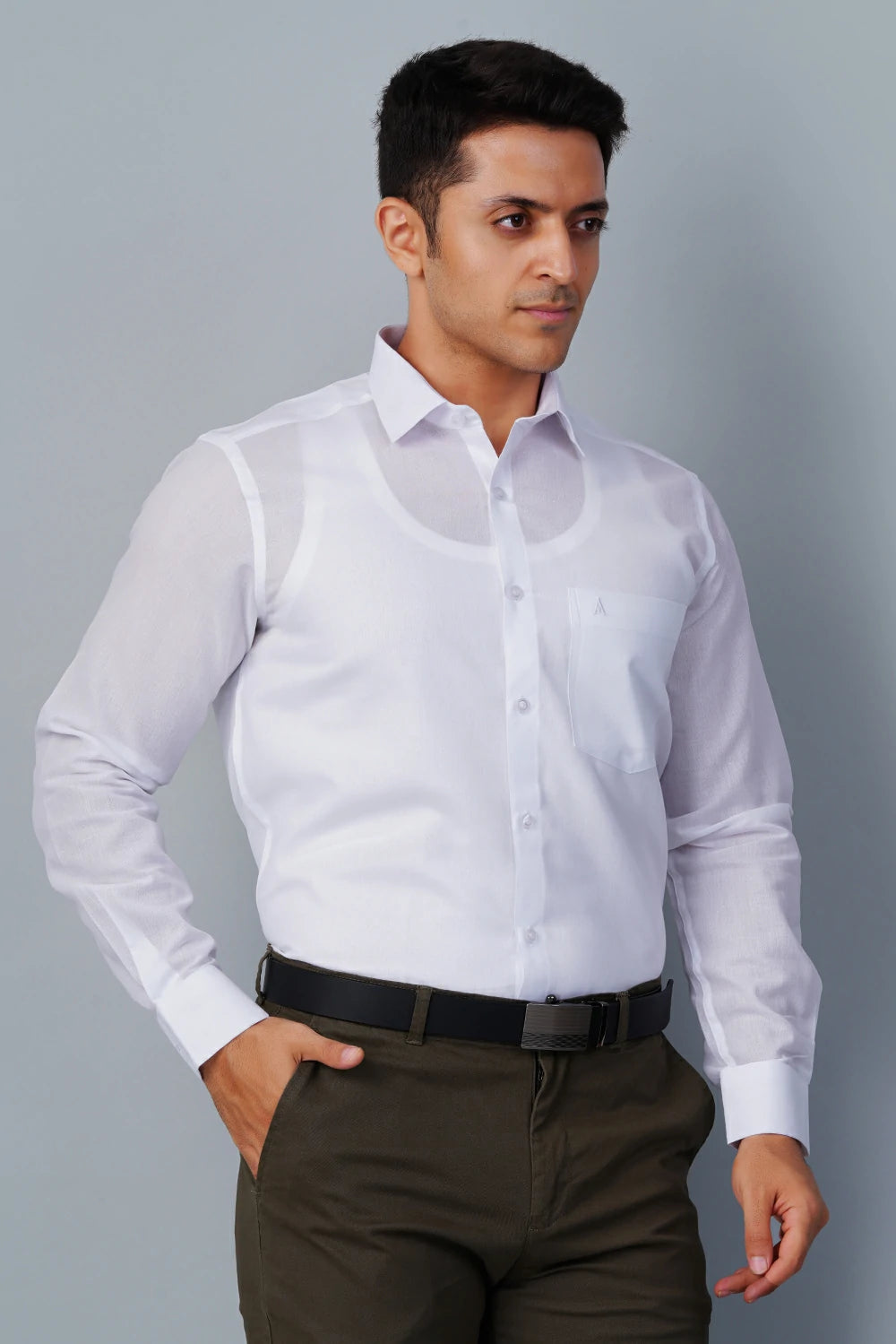 ALLEZ FRANCE - TODD  | Men's Premium White Formal Shirt | Luxe Cotton-Rich | Regular Fit | Full Sleeves