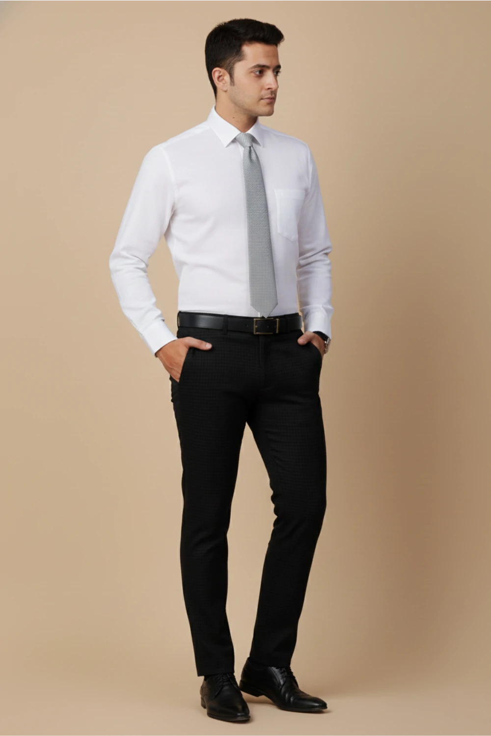 Regular Fit Allez France – BONZ | Men’s White Linen–Cotton Blend Shirt | Sophisticated Formalwear | Regular Fit