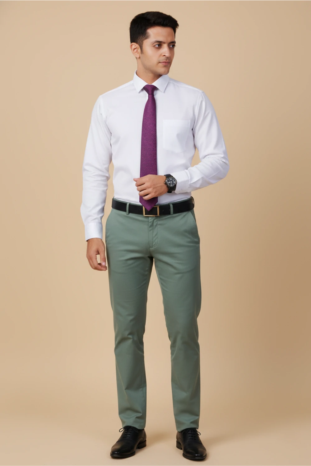 Allez France Tervon – White UltraComfort Cotton-Rich Shirt | Custom Fit | Full Sleeves