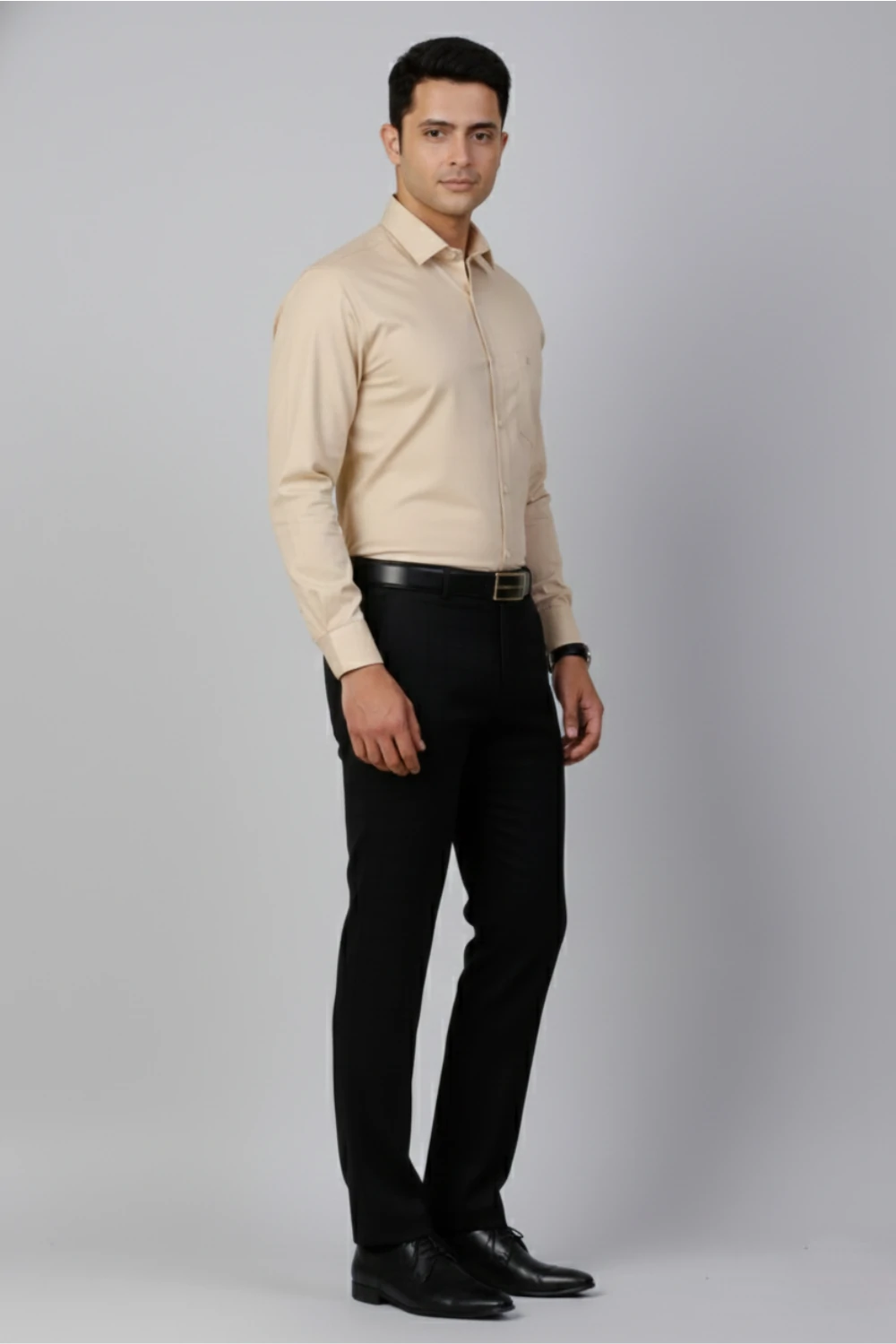 Allez France Henzor – Beige Cream Cotton Shirt | Custom Fit | Full Sleeves