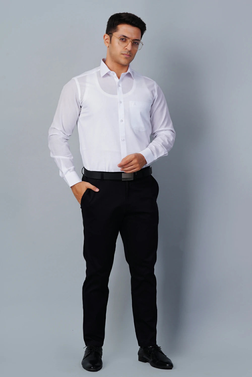 Allez France – BREX | Men’s White Linen–Cotton Blend Shirt | Elegant Formalwear | Regular Fit