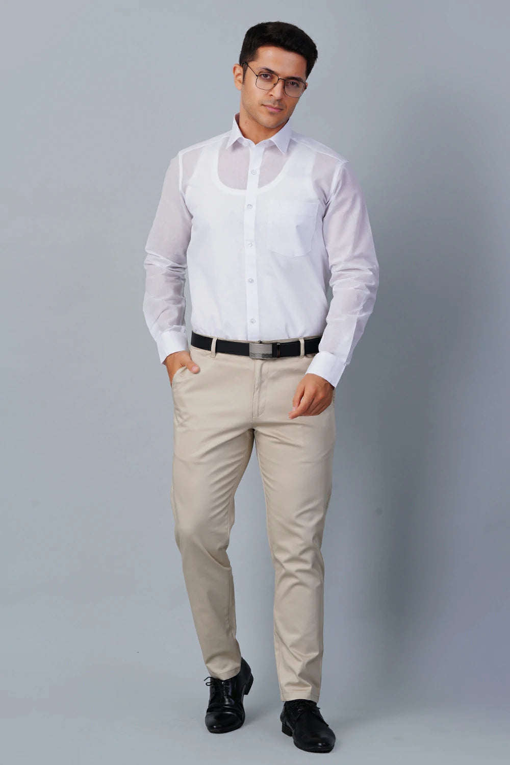 ALLEZ FRANCE - DONN  | Men's Premium White Formal Shirt | Luxe Cotton-Rich | Regular Fit | Full Sleeves