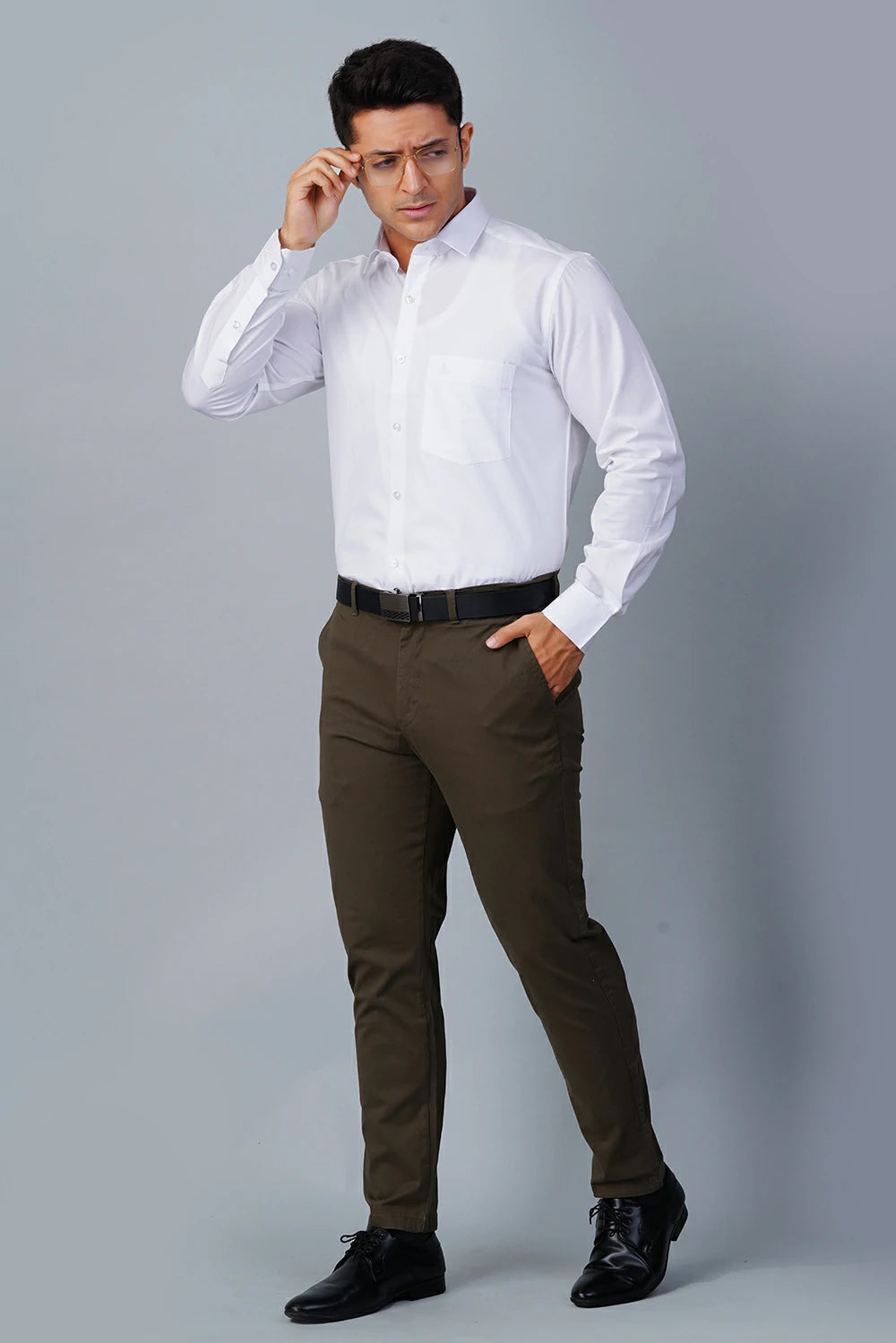 ALLEZ FRANCE – ARVO | Men’s White Formal Shirt | Regular Fit | Full Sleeves | 100% Premium Cotton